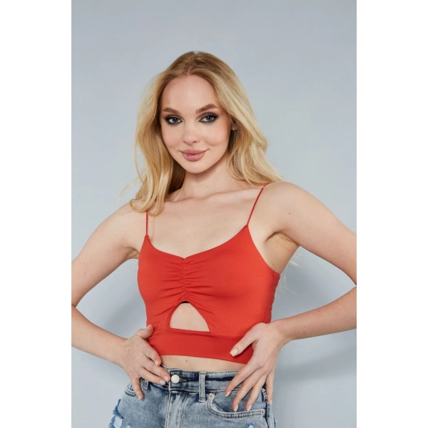 Kadın Göğüs Detaylı Ip Askılı Büstiyer