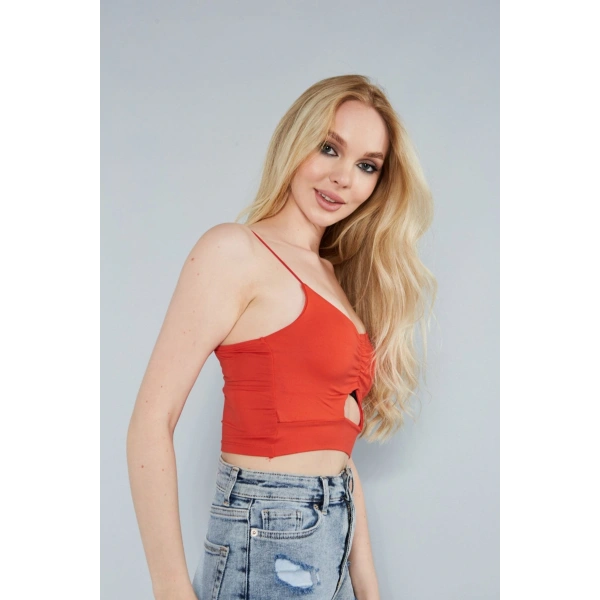 Kadın Göğüs Detaylı Ip Askılı Büstiyer