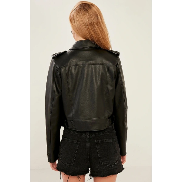 Kadın Siyah Deri Ceket