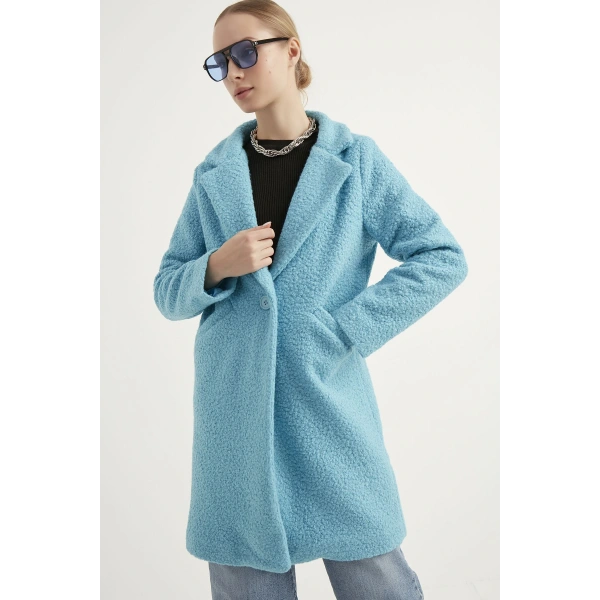 Kadın Bebe Mavi Buklet Kaban