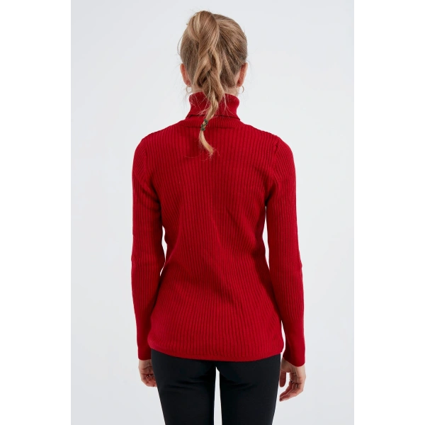 Kadın Kırmızıbalıkçı Yaka Triko Kazak