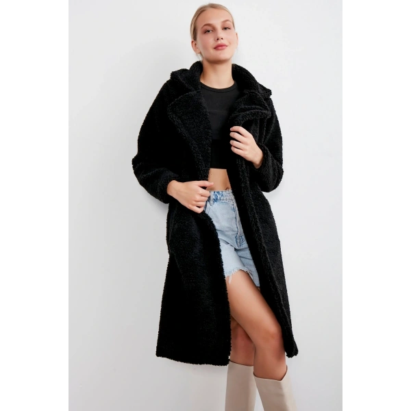 Kadın Uzun Peluş Kaban