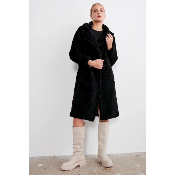 Kadın Uzun Peluş Kaban