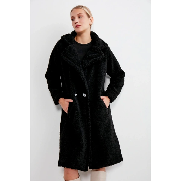 Kadın Uzun Peluş Kaban