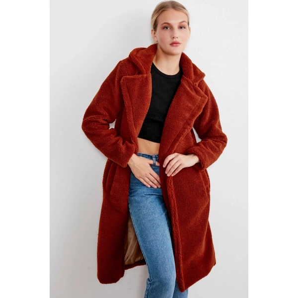 Kadın Uzun Peluş Kaban