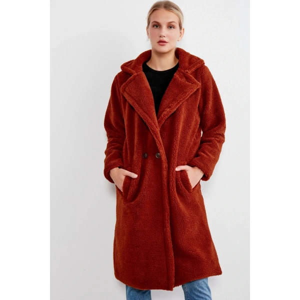 Kadın Uzun Peluş Kaban