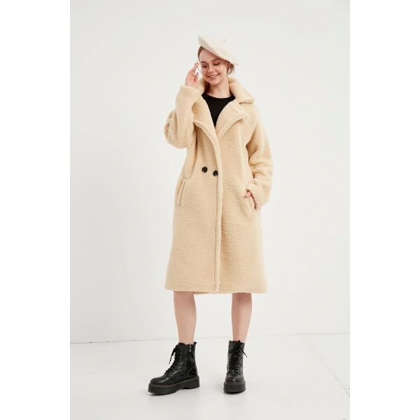 Kadın Uzun Peluş Kaban