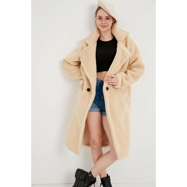 Kadın Uzun Peluş Kaban