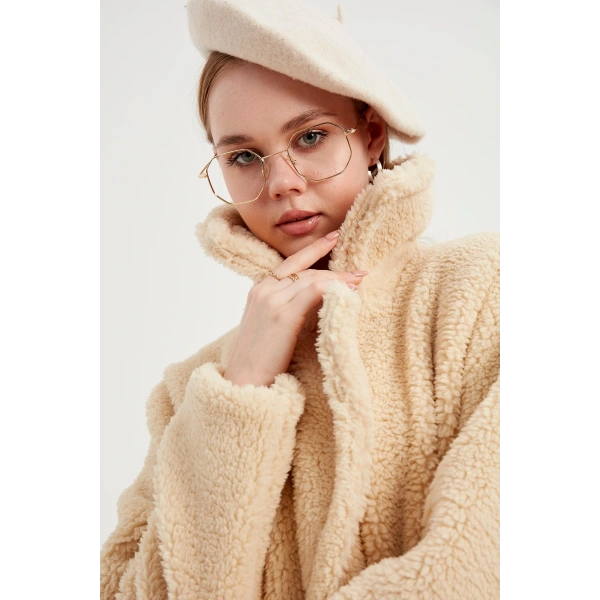 Kadın Uzun Peluş Kaban