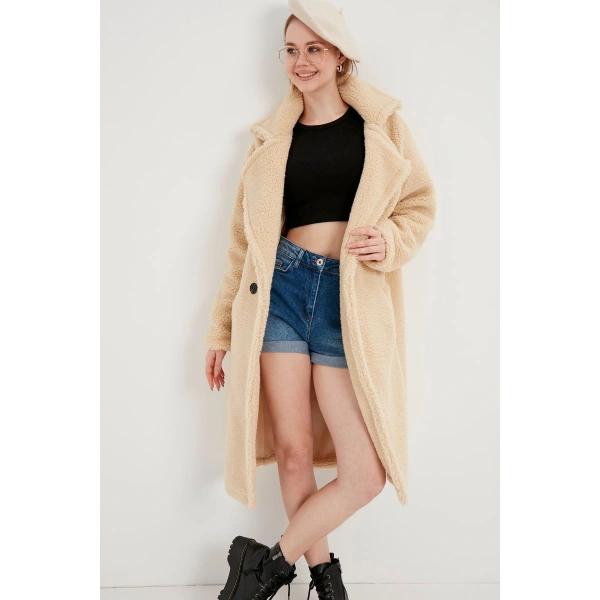 Kadın Uzun Peluş Kaban
