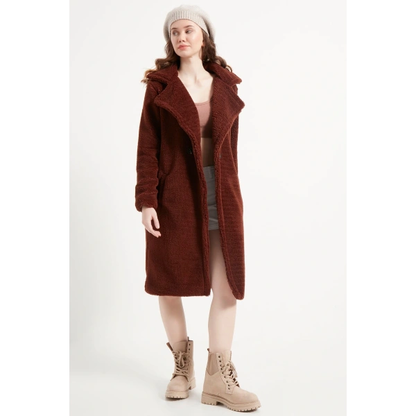 Kadın Uzun Peluş Kaban