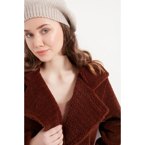 Kadın Uzun Peluş Kaban