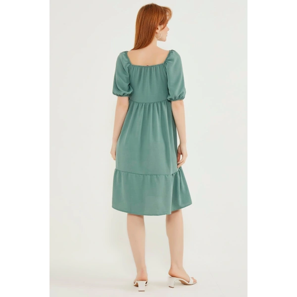 Kadın Mint Madonna Yaka Elbise