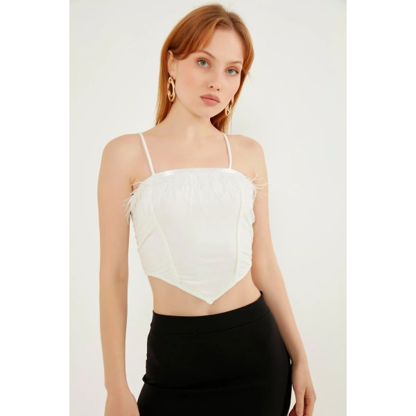 Kadın Beyaz Tüy Bluz