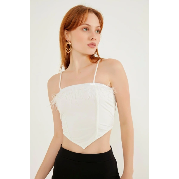 Kadın Beyaz Tüy Bluz