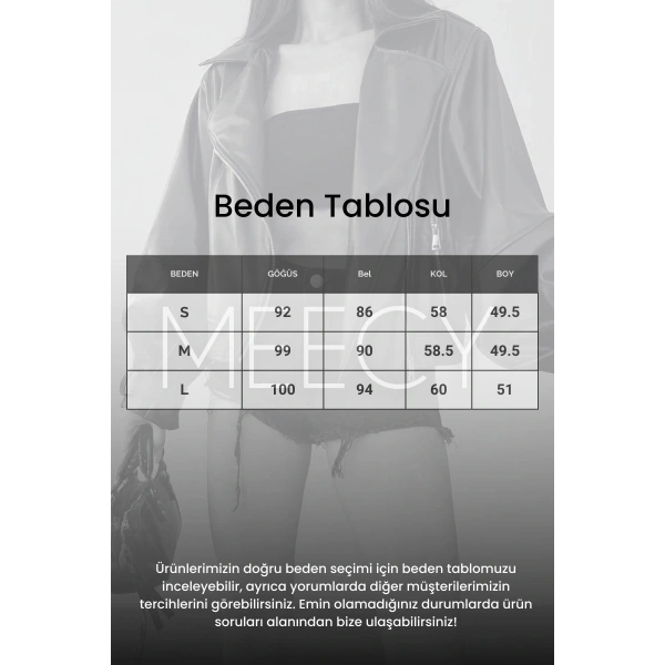 Suni Deri Geniş Kollu Bomber Ceket