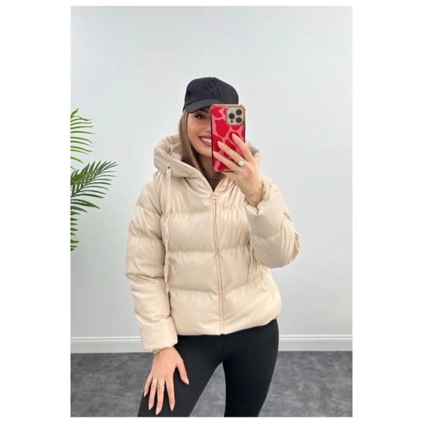 Taş Deri Şişme Mont