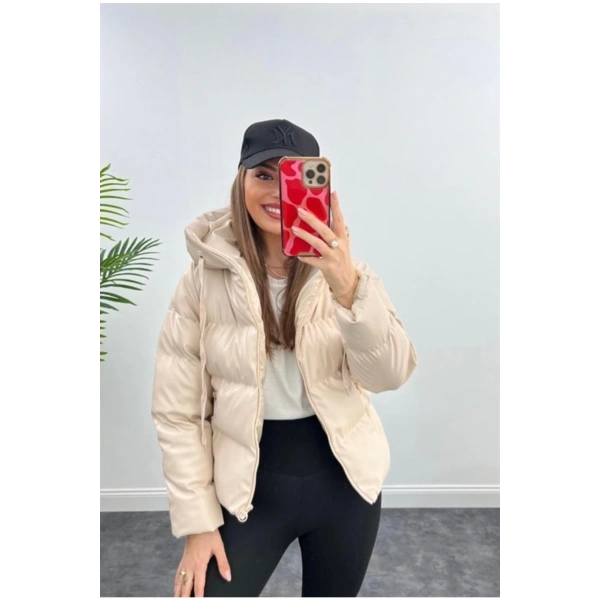 Taş Deri Şişme Mont