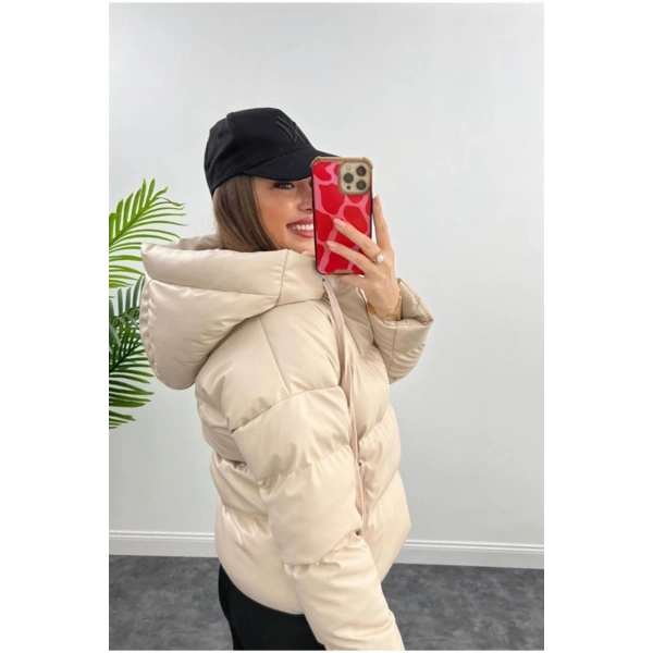 Taş Deri Şişme Mont