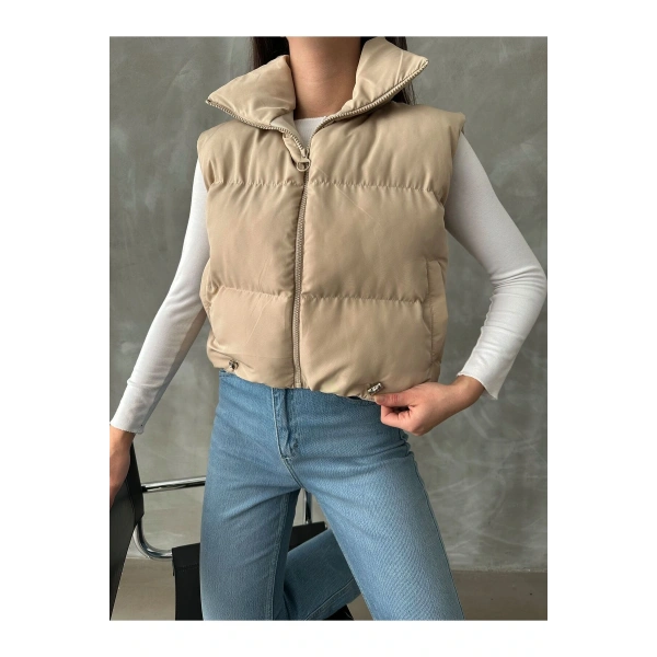 Kadın Kısa Crop Şişme Yelek