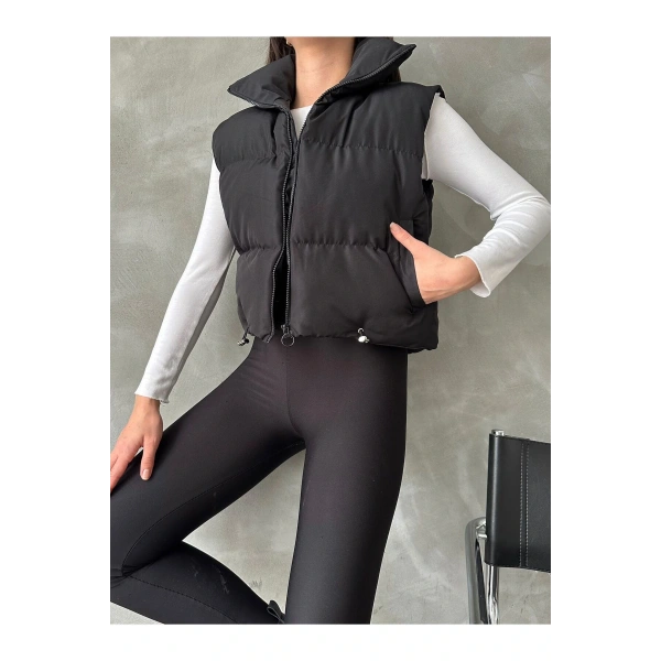 Kadın Kısa Crop Şişme Yelek