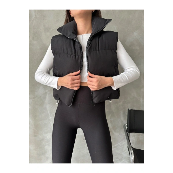 Kadın Kısa Crop Şişme Yelek