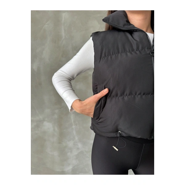 Kadın Kısa Crop Şişme Yelek