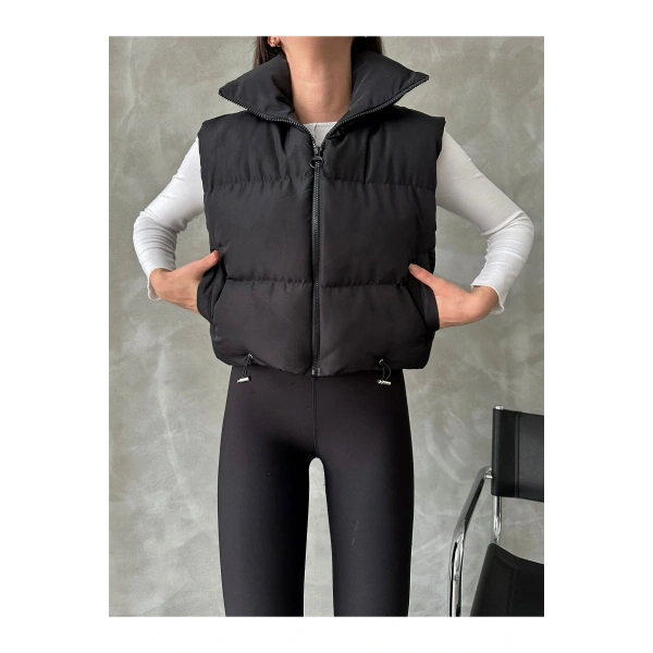 Kadın Kısa Crop Şişme Yelek