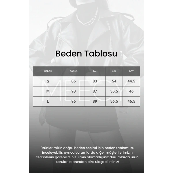 Oversıze Kemerli Deri Tarz Ceket