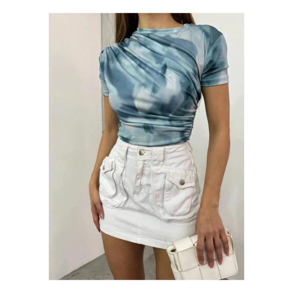 Büzgülü Kısa Kol Bluz