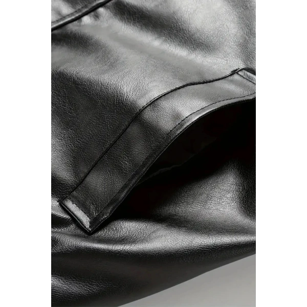 kadın oversize unisex bomber deri ceket mont