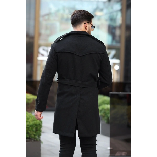 Erkek Uzun Kaşe Trençkot Pardesü Mont