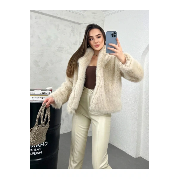 Taş Rengi İçi Astarlı Premium Kürk