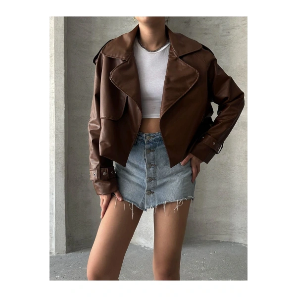 OVERSİZE TABA DERİ CEKET