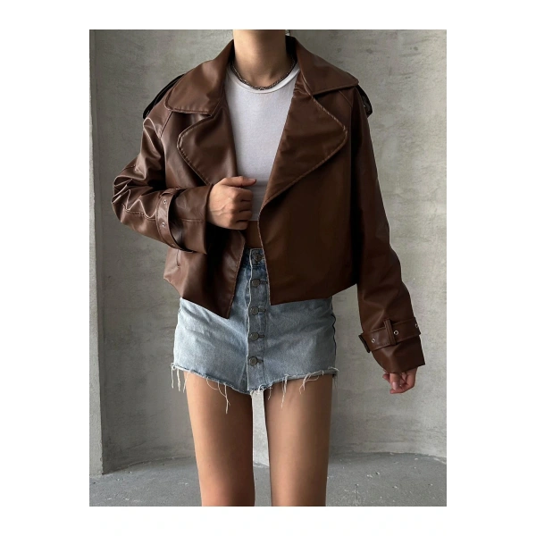 OVERSİZE TABA DERİ CEKET