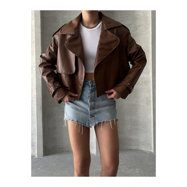 OVERSİZE TABA DERİ CEKET