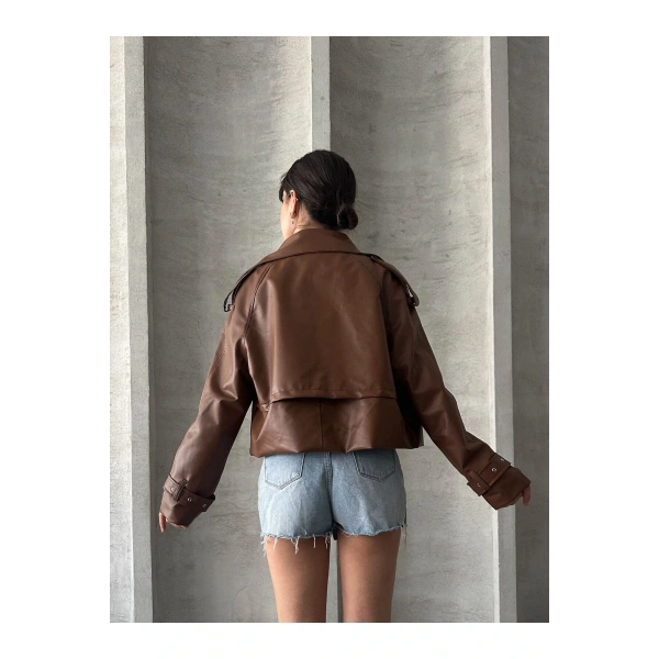 OVERSİZE TABA DERİ CEKET