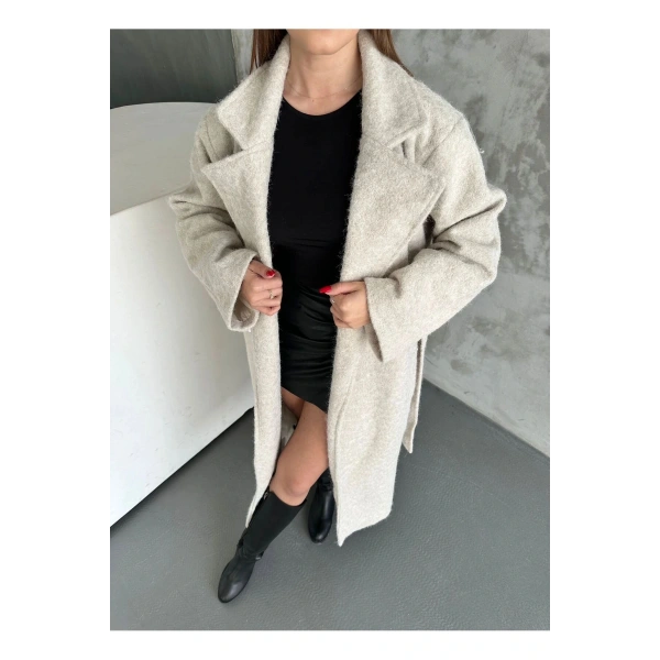 YÜN SAÇAKLI KAŞE KUMAŞ PİNTEREST KUŞAKLI KABAN