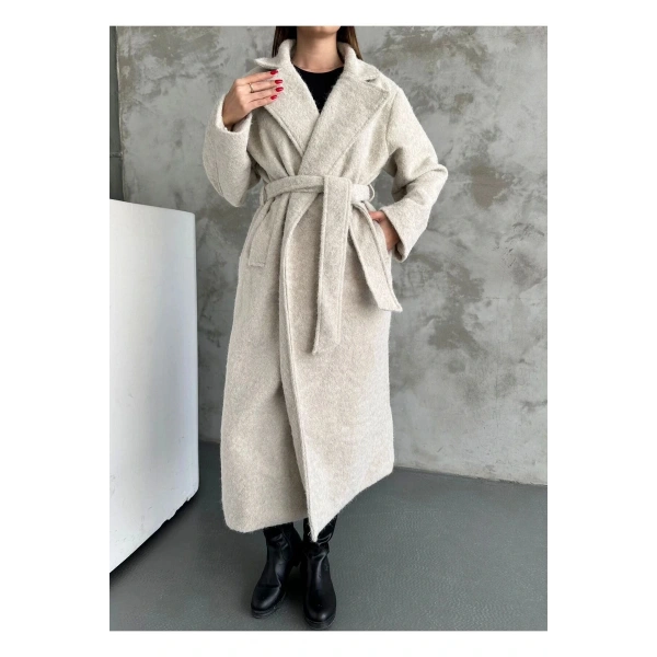 YÜN SAÇAKLI KAŞE KUMAŞ PİNTEREST KUŞAKLI KABAN