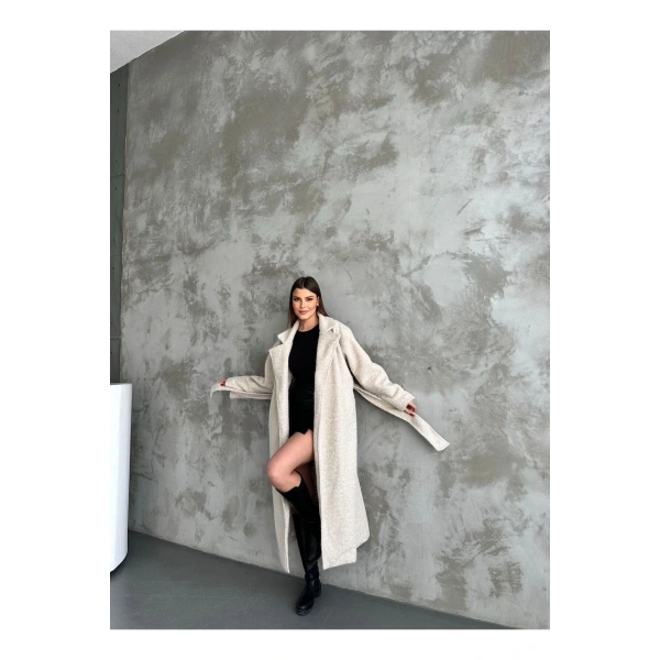 YÜN SAÇAKLI KAŞE KUMAŞ PİNTEREST KUŞAKLI KABAN