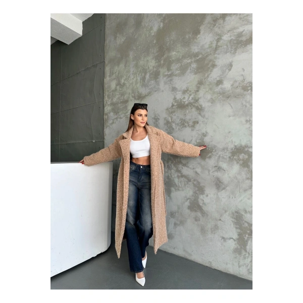 YÜN SAÇAKLI KAŞE KUMAŞ PİNTEREST KUŞAKLI KABAN