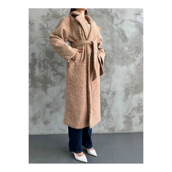 YÜN SAÇAKLI KAŞE KUMAŞ PİNTEREST KUŞAKLI KABAN