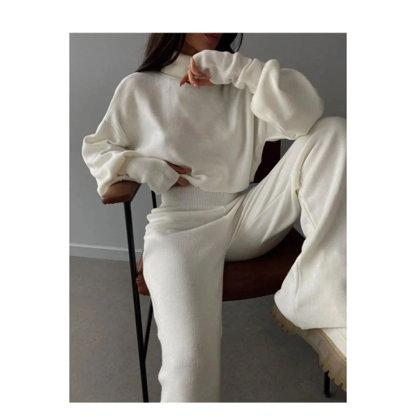 Balıkçı Yaka Parmak Geçirmeli Alt Üst Triko Takım