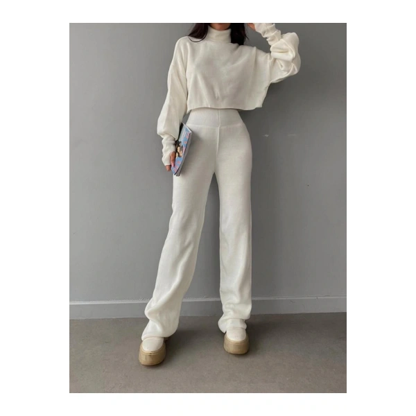 Balıkçı Yaka Parmak Geçirmeli Alt Üst Triko Takım