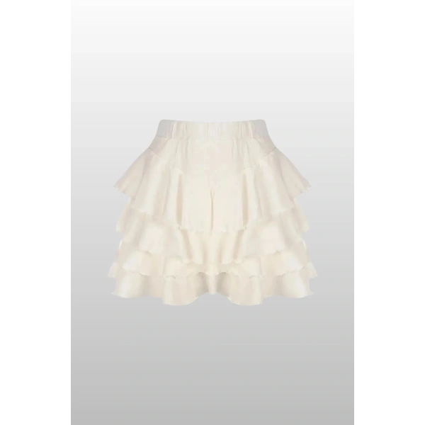 Bürümcük Fırfırlı Etek Siyah & Beyaz İkili (2li) Set Mykonos