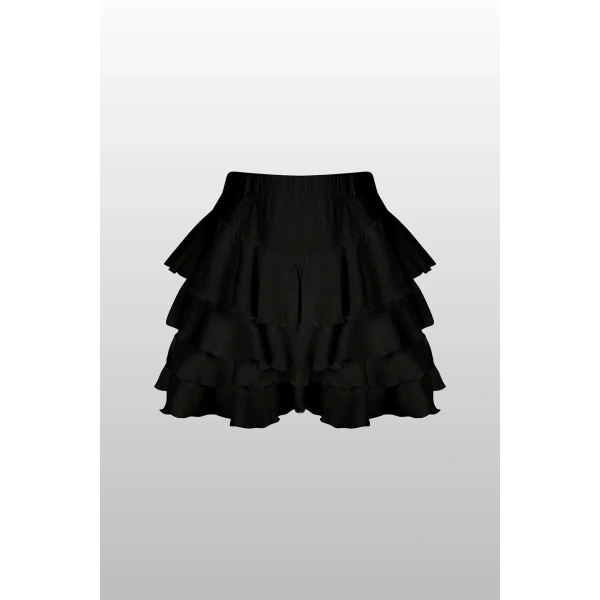 Bürümcük Fırfırlı Etek Siyah & Beyaz İkili (2li) Set Mykonos