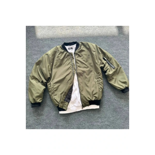 Unisex Bomber Yelek Hırka Ceket Haki