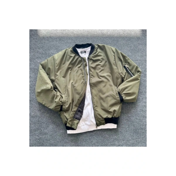 Unisex Bomber Yelek Hırka Ceket Haki