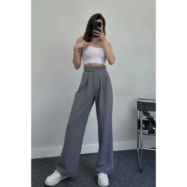 Line Kadın Likralı Cırt Kapama Gıri Palazzo Pantolon