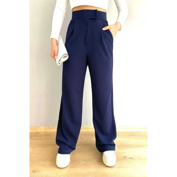 Line Kadın Likralı Cırt Kapama Lacivert Palazzo Pantolon PUQQAAA22